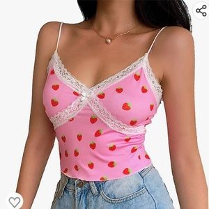 NWOT Women's Strawberry Sleeveless Crop Top